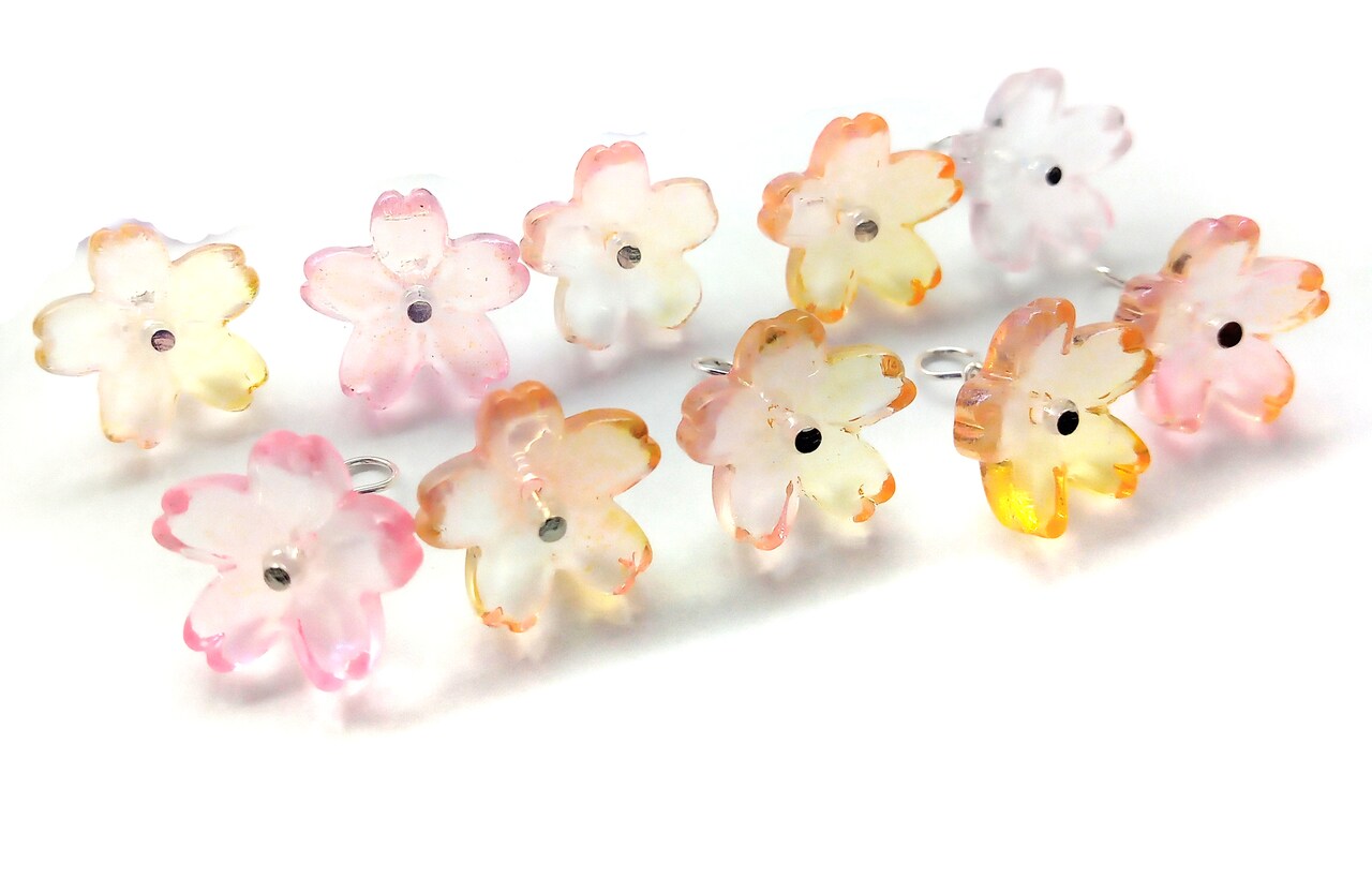 Pretty Flower Dangle Charms Made from Glass Beads, 10 pcs, Choose Color, Adorabilities